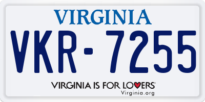 VA license plate VKR7255