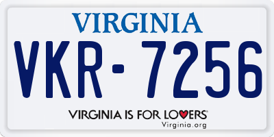 VA license plate VKR7256