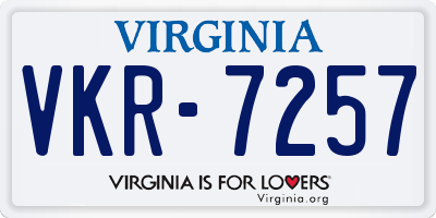 VA license plate VKR7257