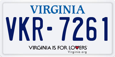 VA license plate VKR7261