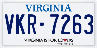 VA license plate VKR7263