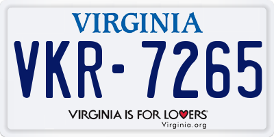 VA license plate VKR7265