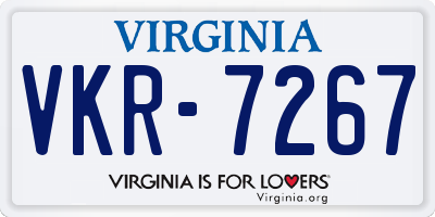 VA license plate VKR7267