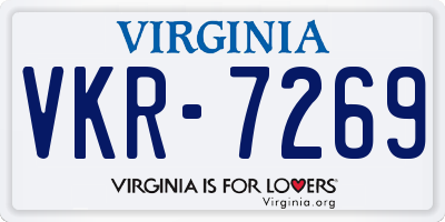 VA license plate VKR7269
