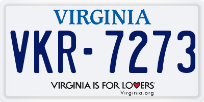 VA license plate VKR7273