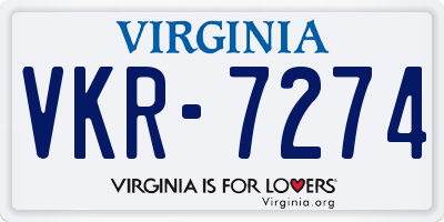 VA license plate VKR7274