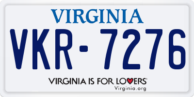 VA license plate VKR7276