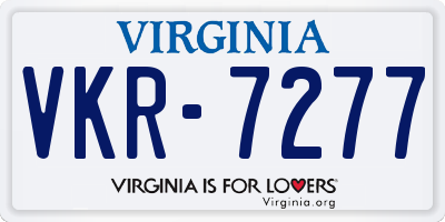 VA license plate VKR7277