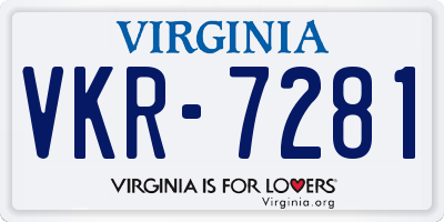 VA license plate VKR7281