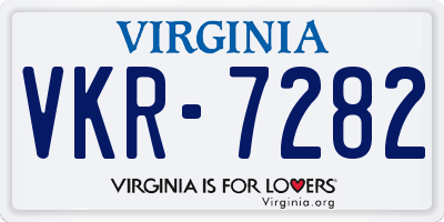 VA license plate VKR7282
