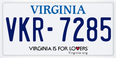 VA license plate VKR7285
