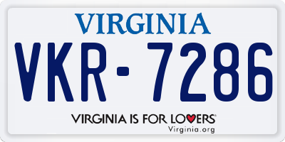 VA license plate VKR7286