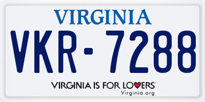 VA license plate VKR7288