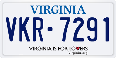 VA license plate VKR7291
