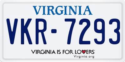 VA license plate VKR7293