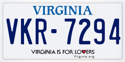 VA license plate VKR7294