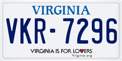 VA license plate VKR7296