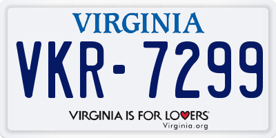 VA license plate VKR7299