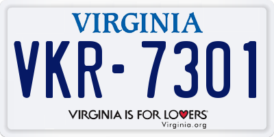 VA license plate VKR7301