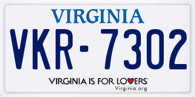 VA license plate VKR7302