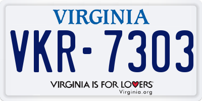 VA license plate VKR7303