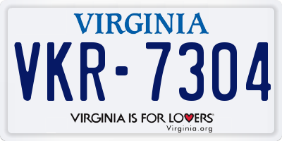 VA license plate VKR7304