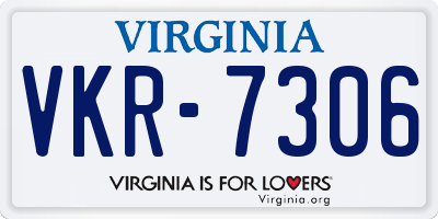 VA license plate VKR7306