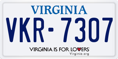 VA license plate VKR7307