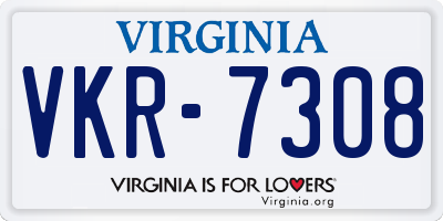 VA license plate VKR7308