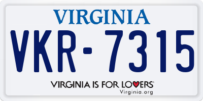 VA license plate VKR7315