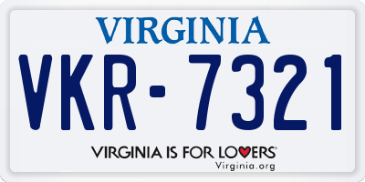 VA license plate VKR7321