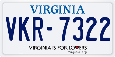 VA license plate VKR7322