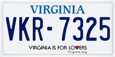 VA license plate VKR7325