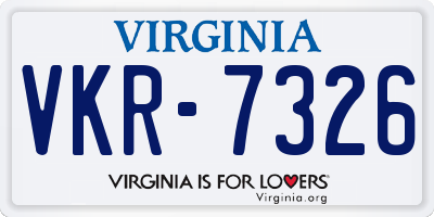 VA license plate VKR7326
