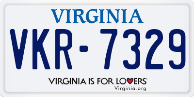 VA license plate VKR7329