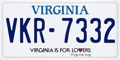 VA license plate VKR7332