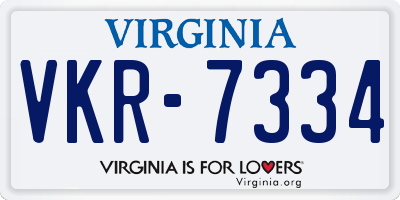 VA license plate VKR7334