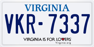 VA license plate VKR7337