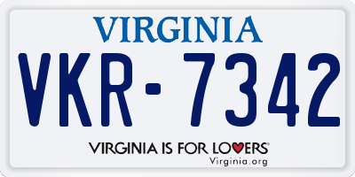VA license plate VKR7342