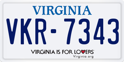VA license plate VKR7343