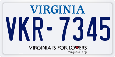 VA license plate VKR7345