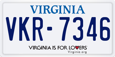 VA license plate VKR7346