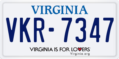 VA license plate VKR7347