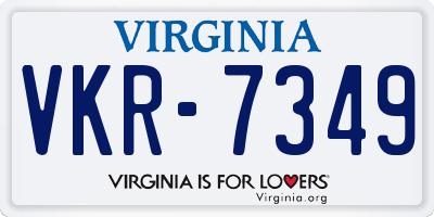 VA license plate VKR7349