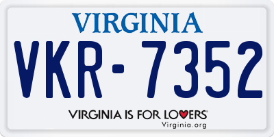 VA license plate VKR7352