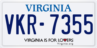 VA license plate VKR7355