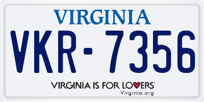 VA license plate VKR7356