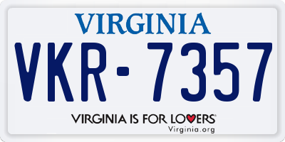 VA license plate VKR7357