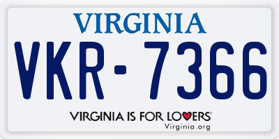 VA license plate VKR7366