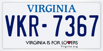 VA license plate VKR7367